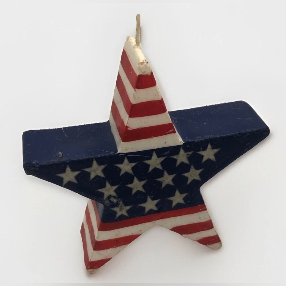 Patriotic Candle Set Red, White, Blue Pillar, Heart & Star Shaped, American Flag - Picture 6 of 8